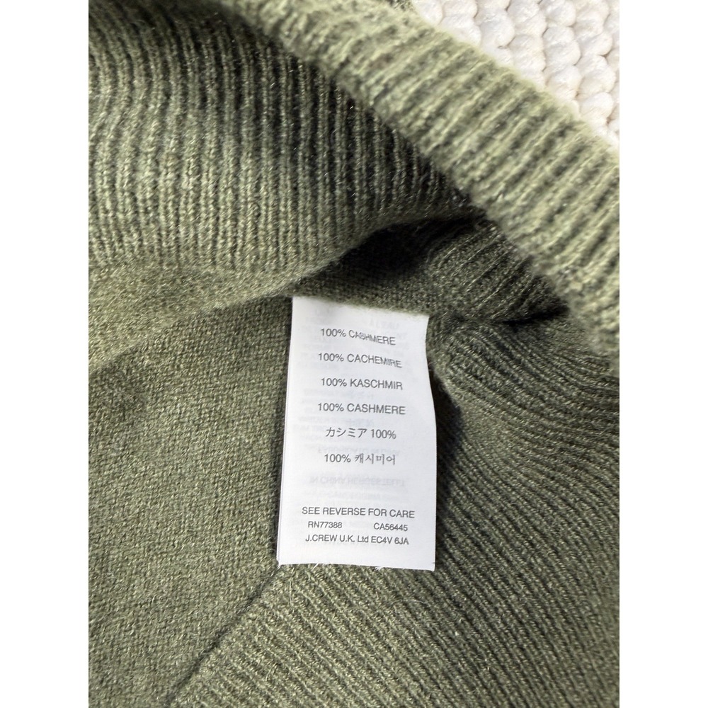 J.Crew Collection Italian Cashmere Sweater Small Olive V Neck Kangaroo Pocket - Picture 4 of 7